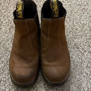 Dr. Martens Brown Leather Chelsea Boots with Yellow Stitching